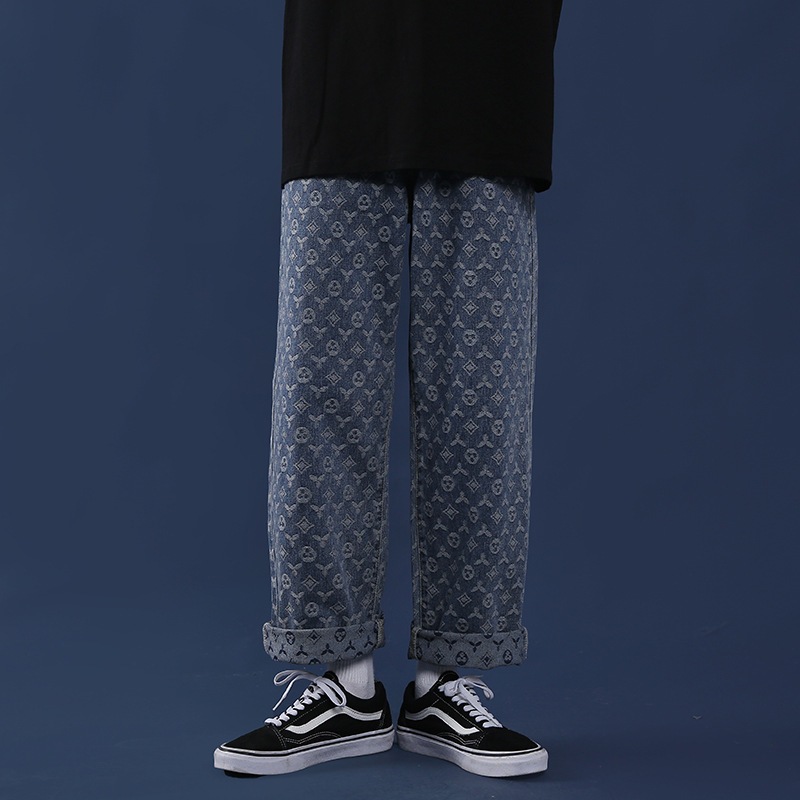 Quần Baggy LV Ống Suông Nam Nữ MIAA Streetwear Jeans Bò Cao Cấp Loại 1 Ống Rộng Không Phai Màu, quần jean nam suông