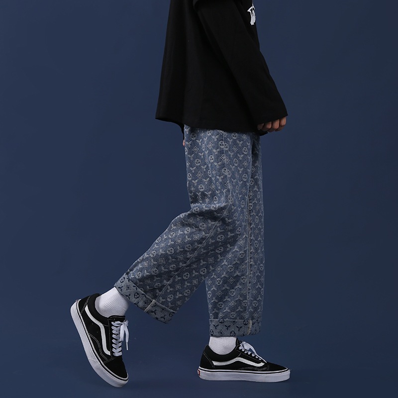 Quần Baggy LV Ống Suông Nam Nữ MIAA Streetwear Jeans Bò Cao Cấp Loại 1 Ống Rộng Không Phai Màu, quần jean nam suông