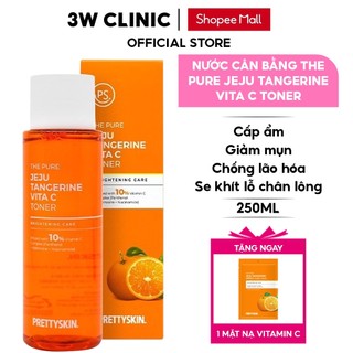 Nước Hoa Hồng Dưỡng Trắng Phục Hồi Da Pretty Skin Hàn Quốc The Pure Jeju Tangerine Vita C Toner 250ml Cấp Ẩm