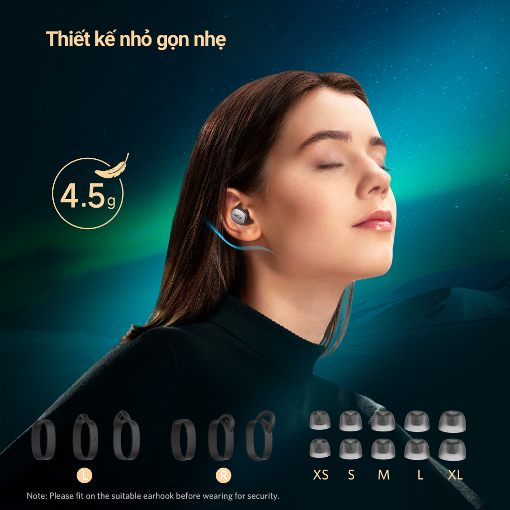Tai nghe True Wireless EarFun Free Pro 3, Bluetooth 5.3, chống ồn ANC chip Qualcomm QCC3072