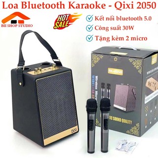 Loa bluetooth karaoke Qixi SK - 2050 cao cấp tặng kèm 2 micro, Loa hát karaoke dành cho gia đình