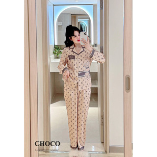 bộ lụa dài tay hãng sam choco áo dài tay quần dài bộ mặc nhà đẹp bộ pijama cao cấp