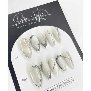 Nailbox Thiết Kế Mắt Mèo Hoạ Tiết Tráng Gương Bạc 19