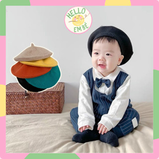  Mũ nón len cho bé mũ nồi họa sĩ cho bé màu trơn cho bé trai bé gái HELLO EM BÉ 