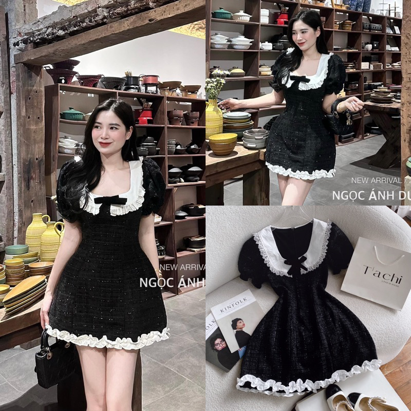 ĐẦM ĐEN PHỐI CỔ 2 KIỂU