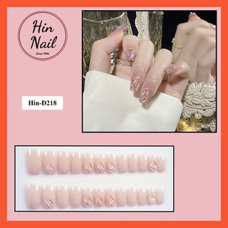 Móng tay giả đính đá hin nail form dài họa tiết bắt mắt