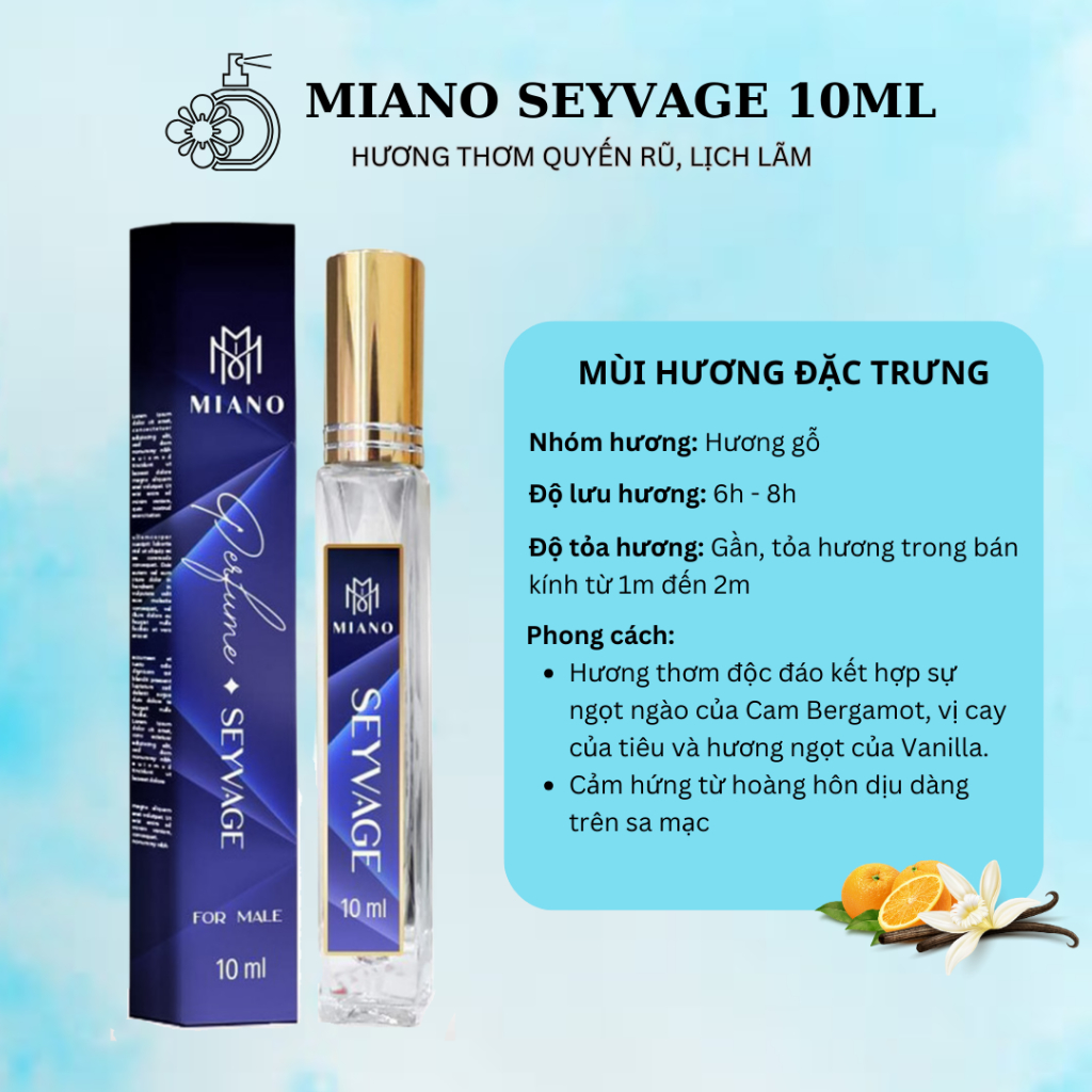 Nước hoa MIANO SEYVAGE 10ml chính hãng hương thơm quyến rũ và lịch lãm