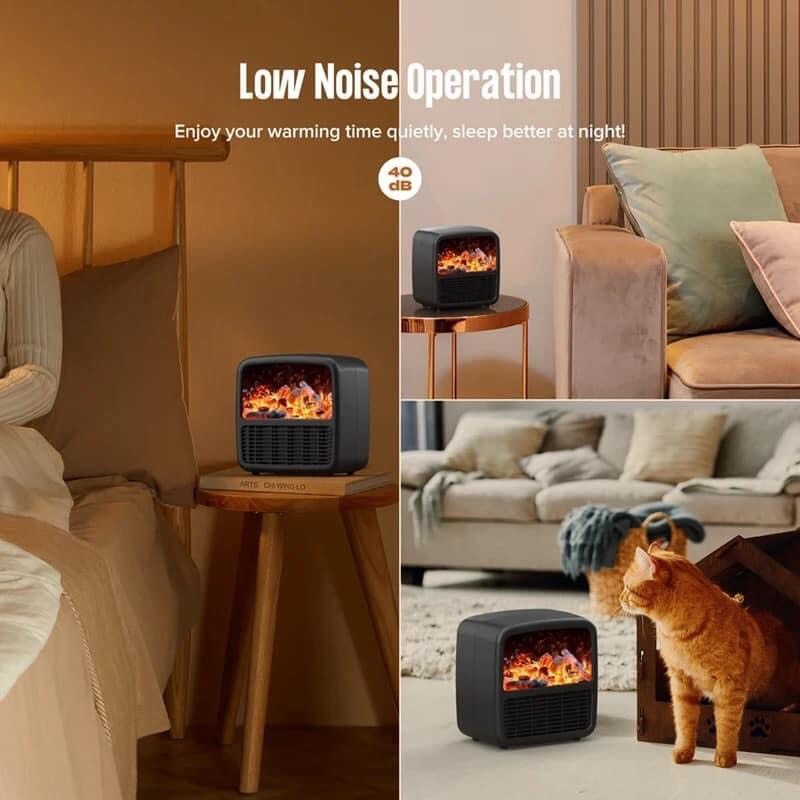 Máy sưởi Mini N6 công suất 1500w màn hình LED 3D hình ảnh lửa củi