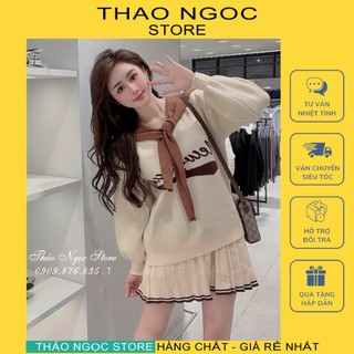 Set bộ len nữ áo phối dây cột nơ chân váy xòe dập li hàng nhập qc! thảo ngọc store
