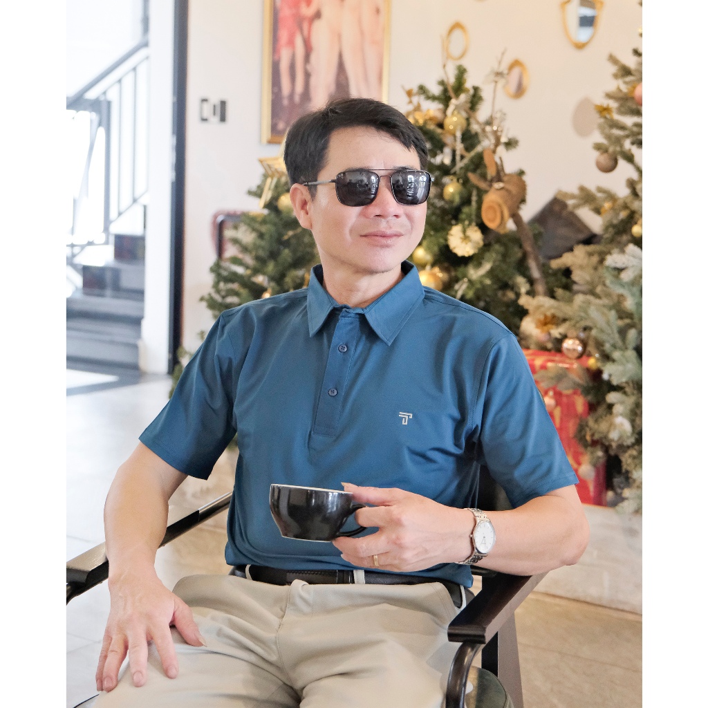 Áo thun nam trung niên có cổ THÁI KHANG vải thun lạnh ATHUN38