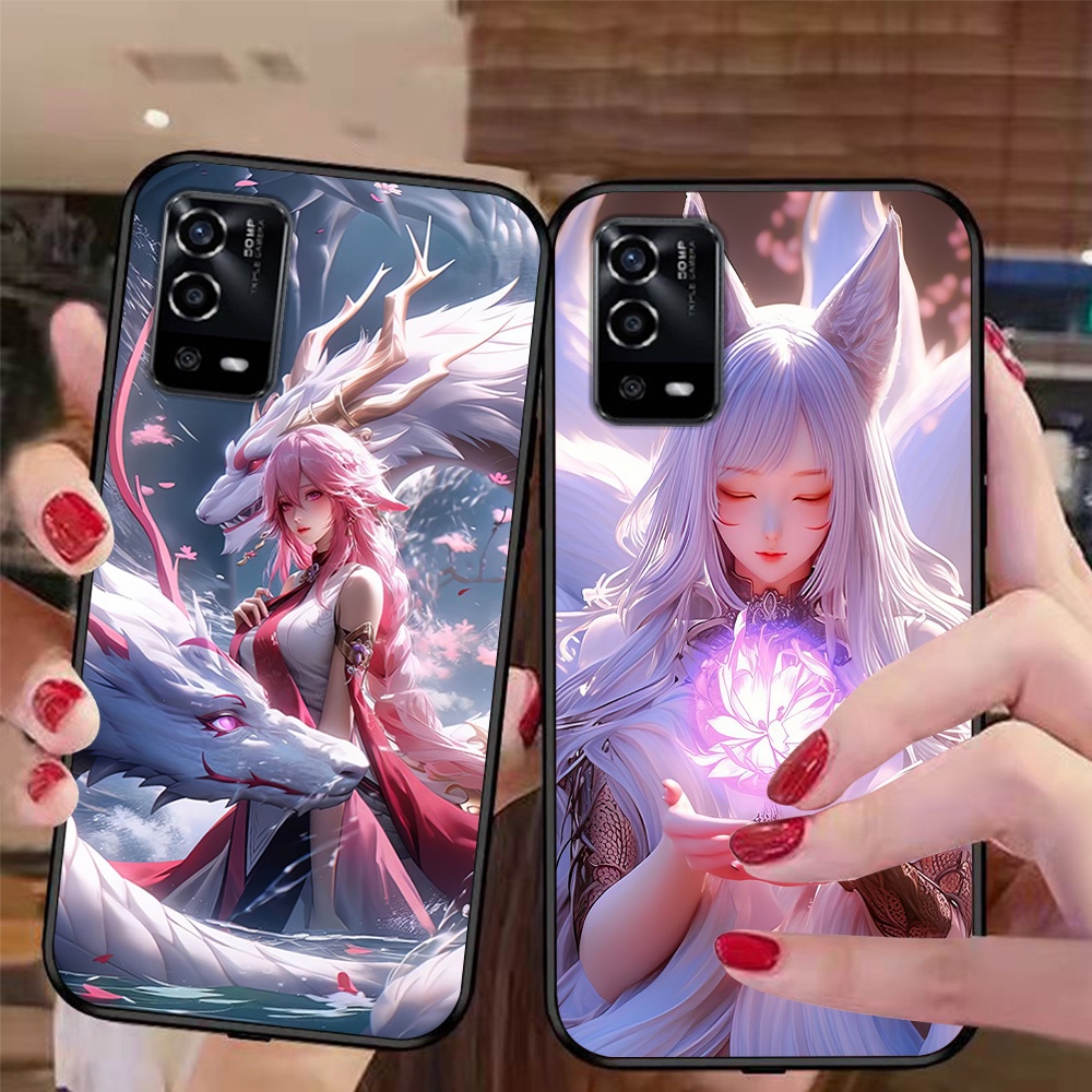 Ốp điện thoại mặt kính oppo a55 4g / oppo a55 5g in hình anime nữ sang chảnh 2024