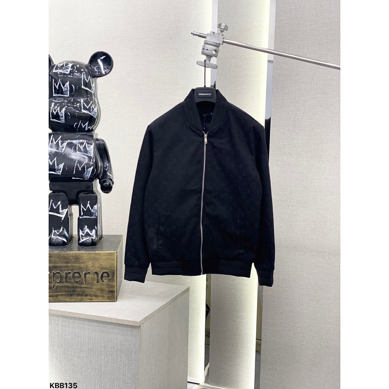 Áo khoác Bomber Lv vải bò cho nam nữ - Áo bomber thu đông vải bò mềm cao cấp