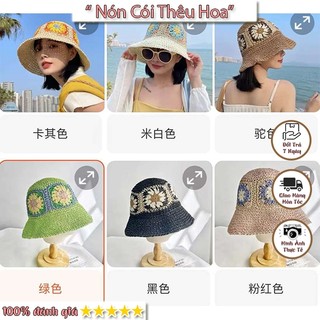 Nón cói thêu hoa thổ cẩm, nón cói giá rẻ