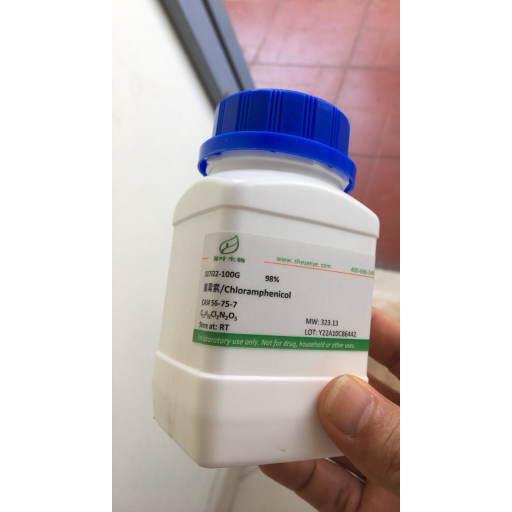 Hóa chất Chloramphenicol CAS 56-75-7 chai 100g