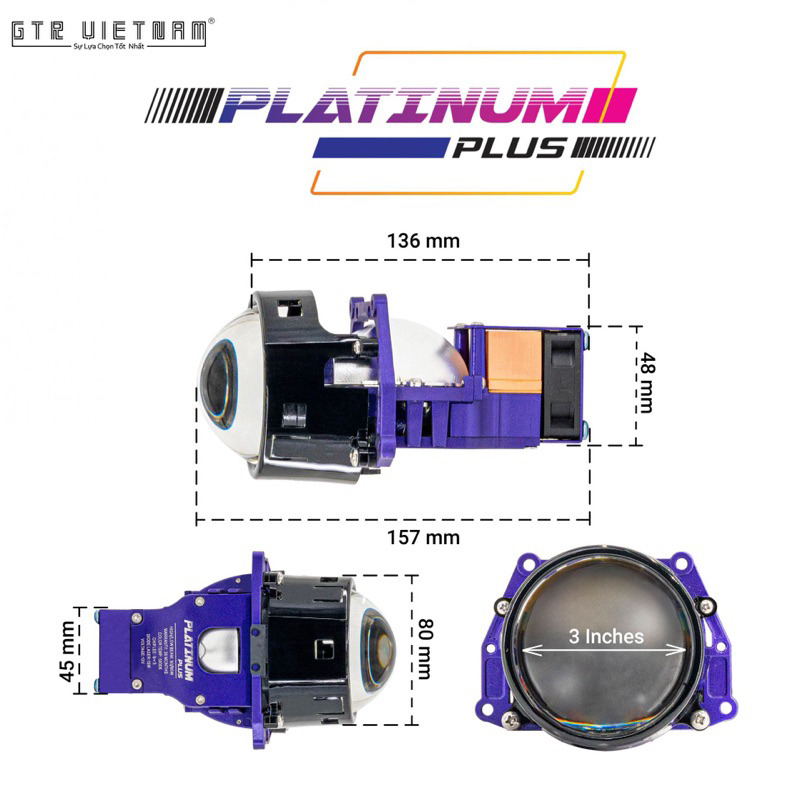 BI LED LASER TITAN PLATINUM PLUS MẪU MỚI NHẤT 2023 nhiệt màu 5000K - HÀNG CHÍNH HÃNG 100%