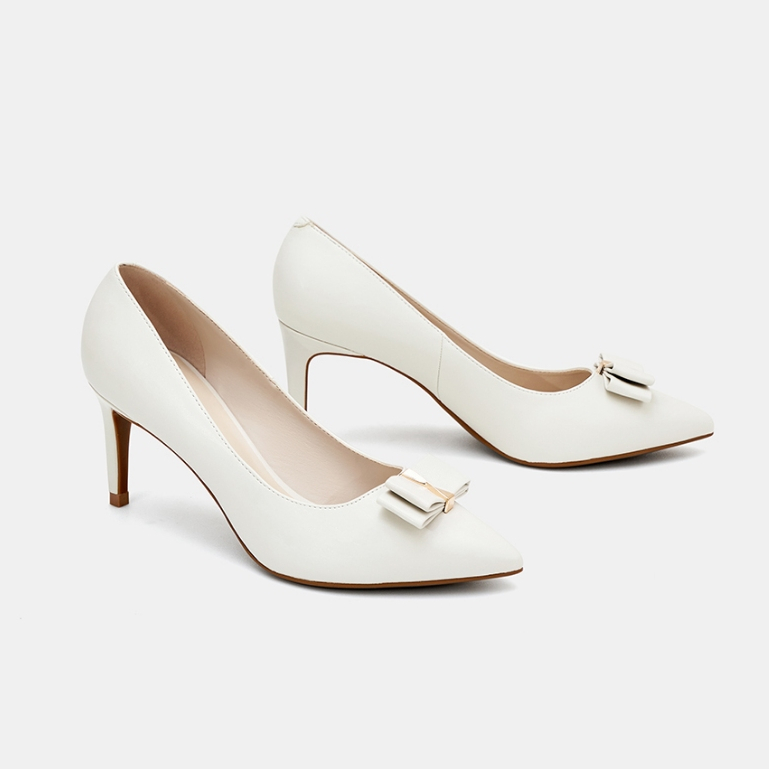 Giày Cao Gót Nữ 7cm Thời Trang JUNO Trang Trí Nơ CG07149