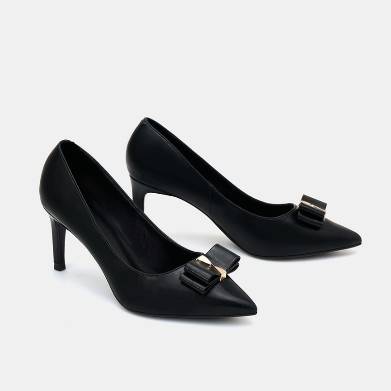 Giày Cao Gót Nữ 7cm Thời Trang JUNO Trang Trí Nơ CG07149