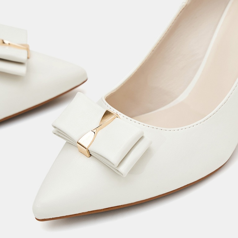 Giày Cao Gót Nữ 7cm Thời Trang JUNO Trang Trí Nơ CG07149