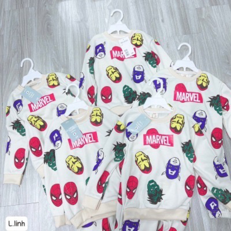 Bộ nỉ be in hình siêu nhân maảvel cho bé trai