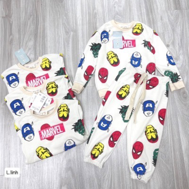 Bộ nỉ be in hình siêu nhân maảvel cho bé trai