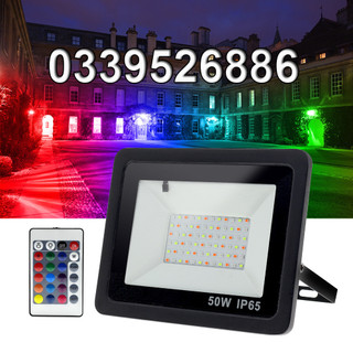 Đèn pha led đổi màu RGB 10w 20w 30w 50w có điều khiển - Đèn led RGB chiếu sáng - Đèn pha chống nước sử dụng ngoài trời