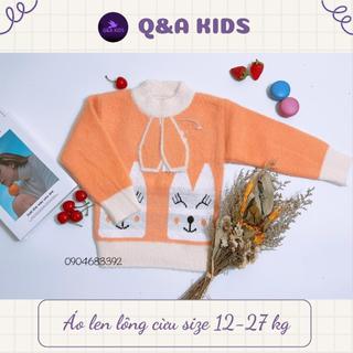 Áo len lông cừu size 12-27 kg hình tai thỏ dễ thương, áo len cho bé gái chất lông cừu mềm dày dặn 2 lớp