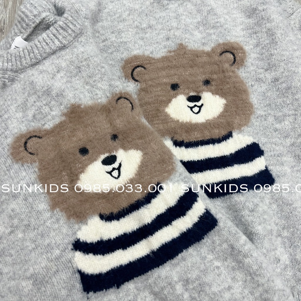 Áo len bé trai bé gái gấu xám