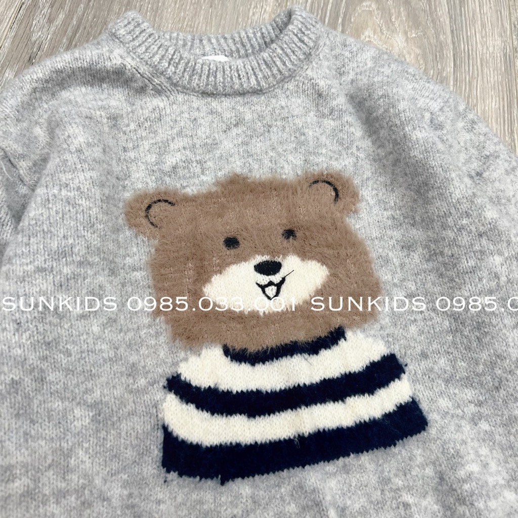 Áo len bé trai bé gái gấu xám