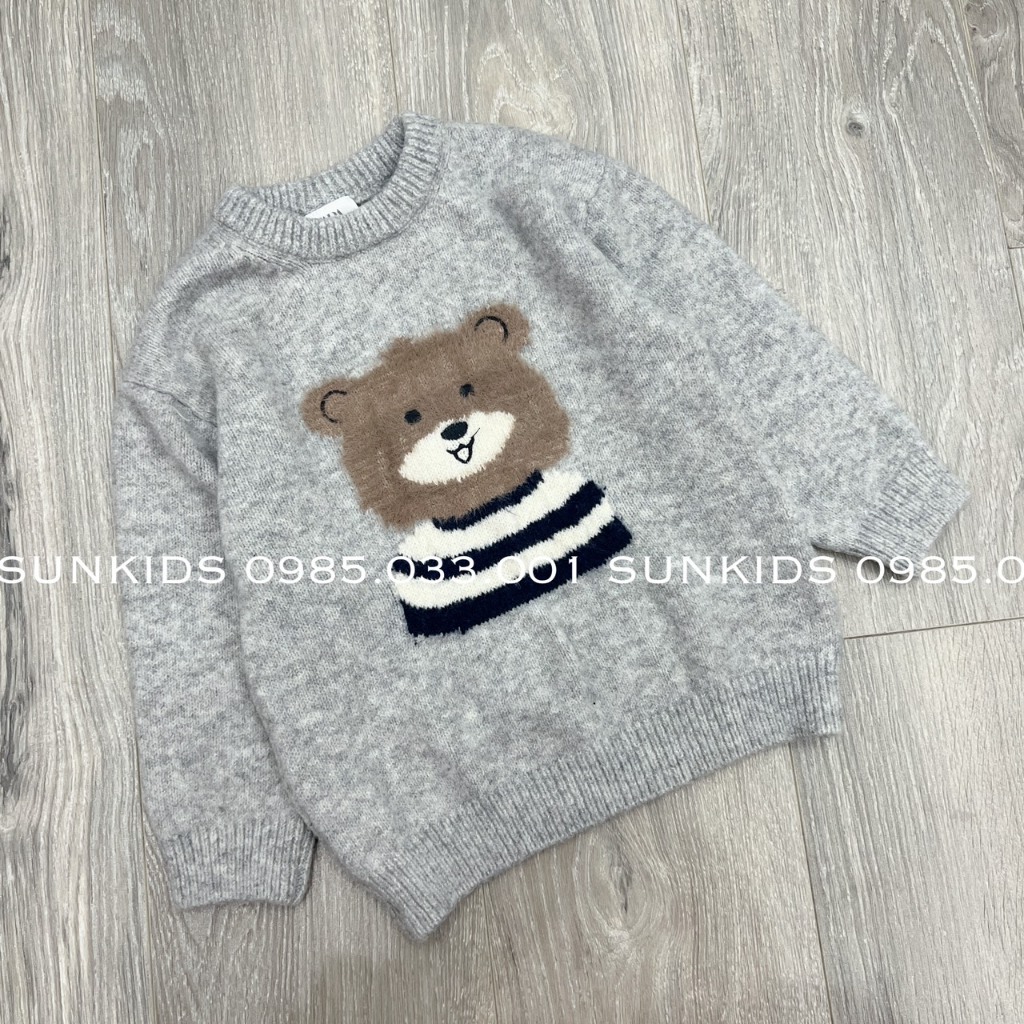 Áo len bé trai bé gái gấu xám