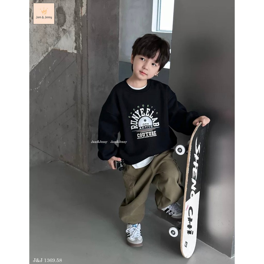 Bộ né trai Jam & jenny áo đen chữ Runyeelab