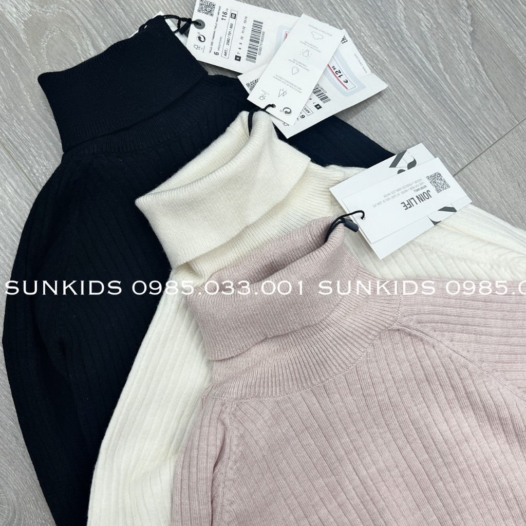 Áo len bé gái cổ lọ giữ nhiệt 3 màu