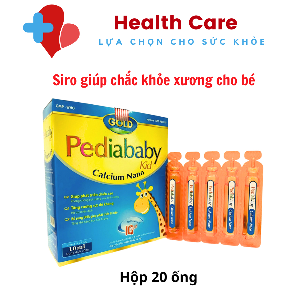 Siro bổ sung canxi Pediababy kid gold Calcium Nano (hộp 20 ống)