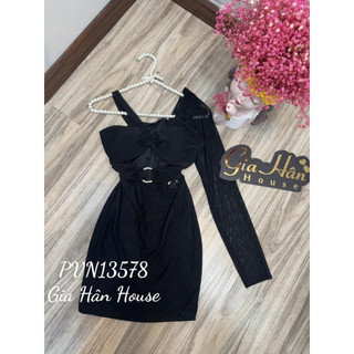 Đầm khoéc sai vai thun lưới