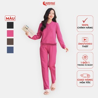 Bộ nỉ thu đông nữ CARDINA cổ trụ áo bo gấu chất liệu nỉ dày dặn co dãn tốt phom ôm vừa tôn dáng 3BNF02