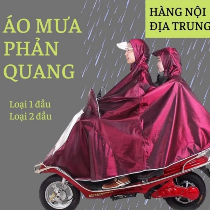 Áo mưa đi xe máy - áo mưa phản quang có kính che mưa 1 người và 2 người hàng nội địa trung chất lượng cao