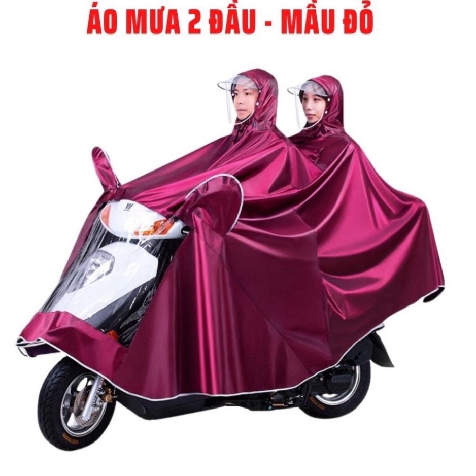 Áo mưa đi xe máy - áo mưa phản quang có kính che mưa 1 người và 2 người hàng nội địa trung chất lượng cao