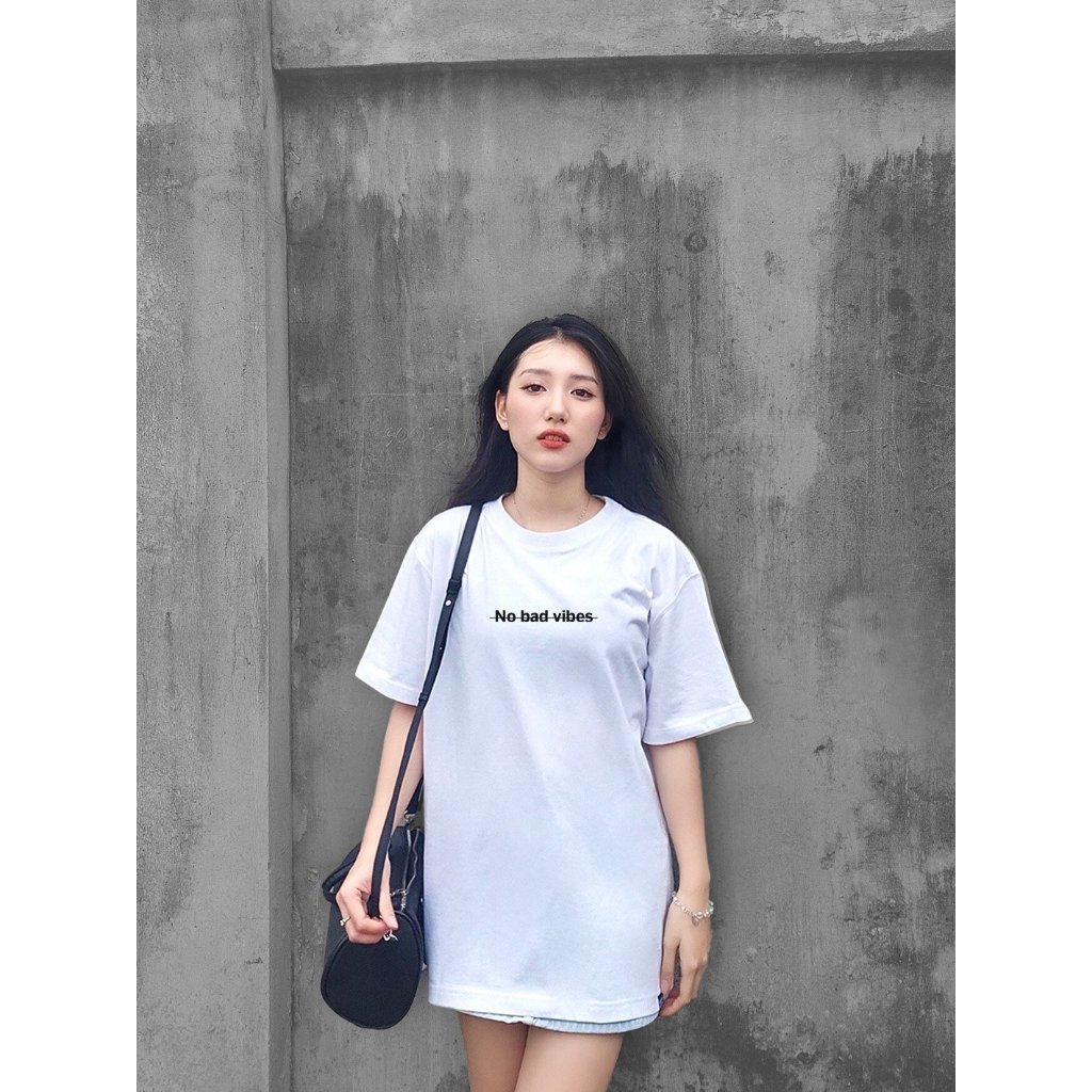 Áo thun unisex form rộng tay lỡ Phông Nam Nữ NO BAD VIBES | Local Brand Midori Dress