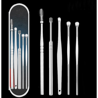 Bộ dụng cụ lấy ráy tai 5 món inox đầy đủ massage - HM485