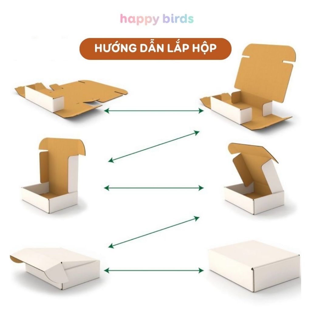 Hộp đựng quà carton nắp gài giấy kraft trơn đựng quà sinh nhật quà giáng sinh hộp quà tặng trơn vintage Happy Birds