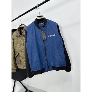  Áo Khoác Xanh Nam DSQ Thêu Chữ Mới Nhất - Áo bomber Nam DSQ Phối 2 Màu Siêu Đẹp 