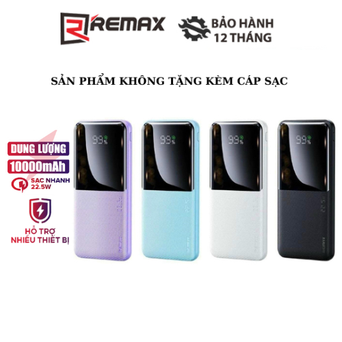 Pin Sạc Dự Phòng Remax RPP-622 10000mAh Sạc Nhanh PD max 22.5W 2 Cổng USB 1 Cổng Type C Có Màn Hình LED