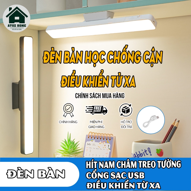 Đèn Học Chống Cận Gắn Tường Có Hít Nam Châm Với Chế Độ Tích Điện- Đèn Bàn Học Công Suất 3000mAh Điều Khiển Từ Xa Tiện
