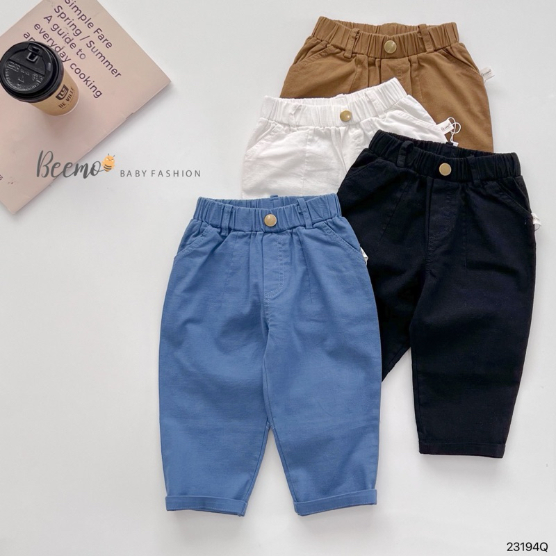Quần dài cho bé trai chất kaki mềm co giãn hãng beemo