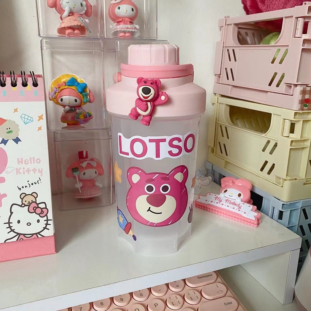 Bình nước 3D bằng nhựa họa tiết gấu dễ thương cho bé 700ml AT10