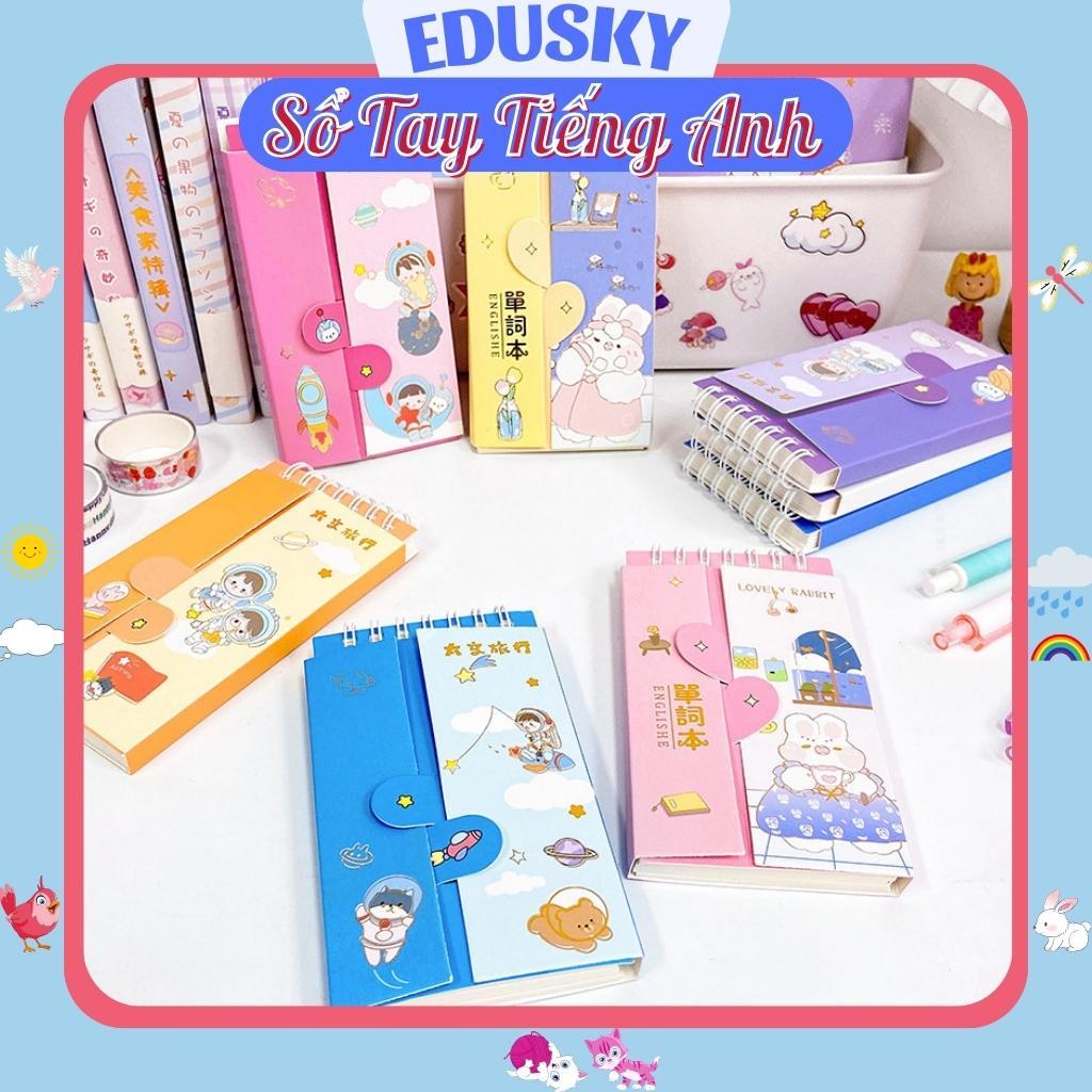 Sổ Tay Ghi Chép Từ Vựng Ngữ Pháp EDUSKY Tiếng Anh Trung Hàn Nhật Kích Thước 13 x 7.5 cm Tập 87 Trang Lò Xo Dễ Thương.
