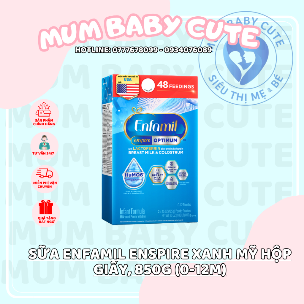 Sữa Enfamil Enspire Xanh Hộp giấy nhập khẩu 850g