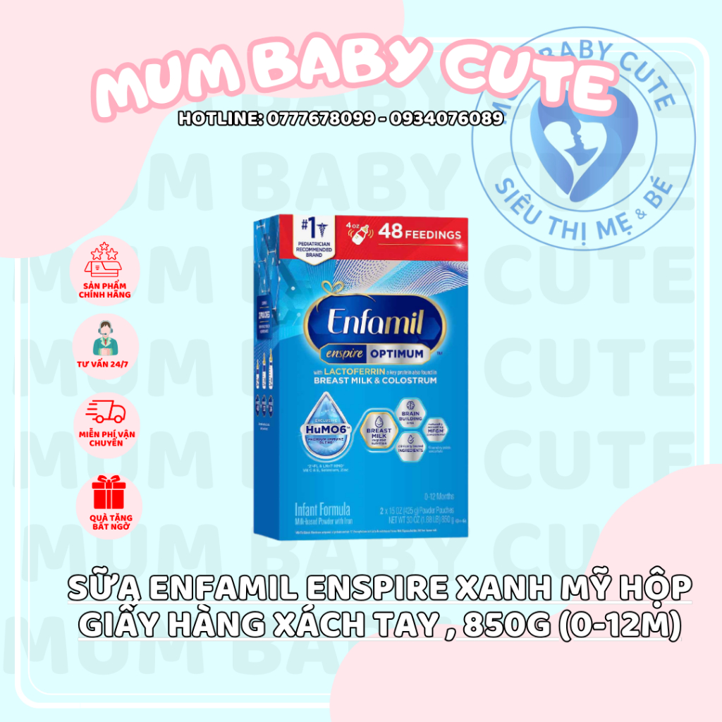 Sữa Enfamil Enspire xanh Mỹ hộp giấy hàng xách tay , 850g