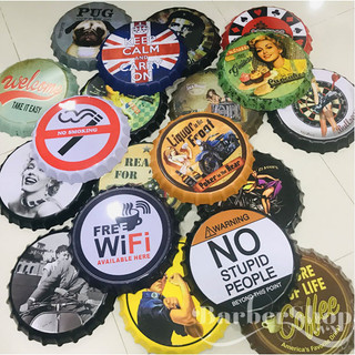 Nắp bia lớn trang trí cửa hàng, tiệm cắt tóc. Decor trang trí tiệm
