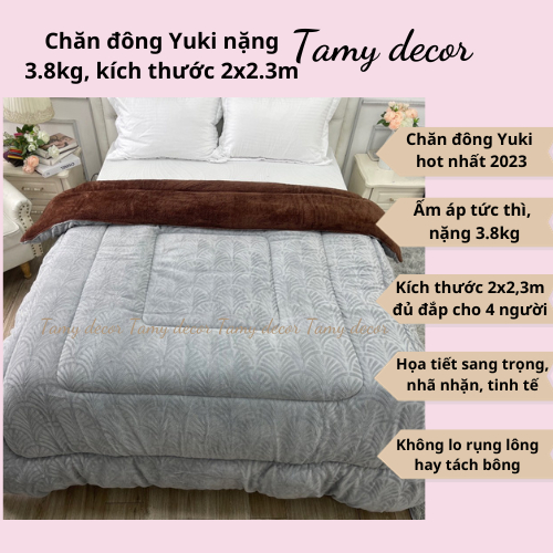 Chăn đông Yuki, chăn đông Coco, chăn lông cừu Tamy Decor nặng 3.5-4kg size 2*2.3m chất lông mềm mại giữ ấm nhanh và lâu
