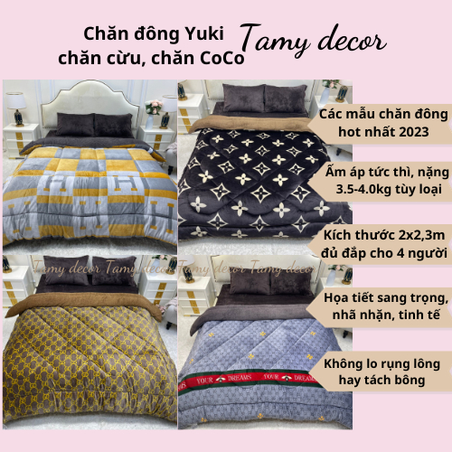 Chăn đông Yuki, chăn đông Coco, chăn lông cừu Tamy Decor nặng 3.5-4kg size 2*2.3m chất lông mềm mại giữ ấm nhanh và lâu